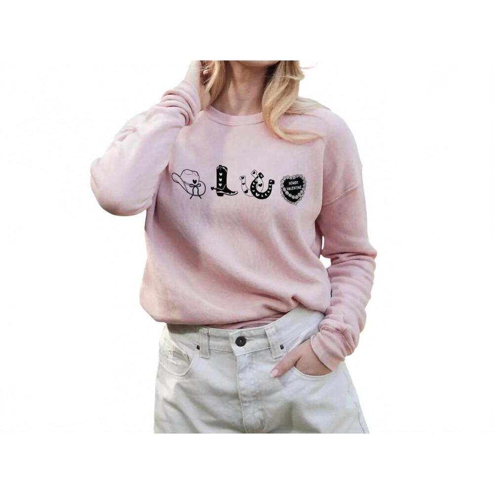 NEW OAT COLLECTIVE howdy valentine mineral sweatshirt in soft pink